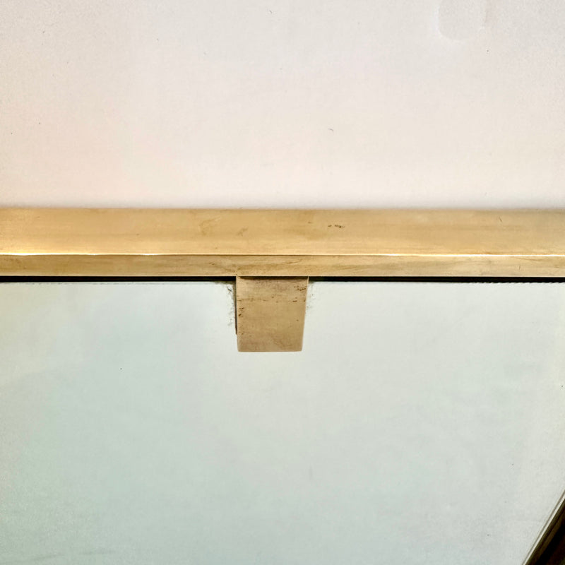Italian Modernist Brass Mirror , 1960&