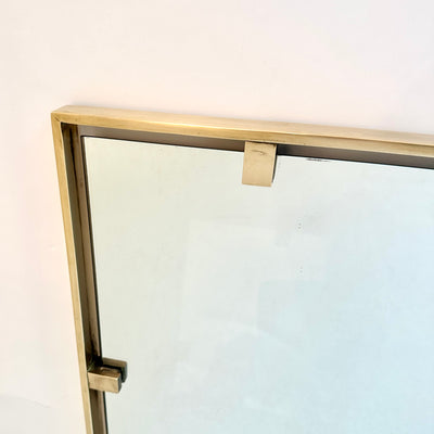 Italian Modernist Brass Mirror , 1960's