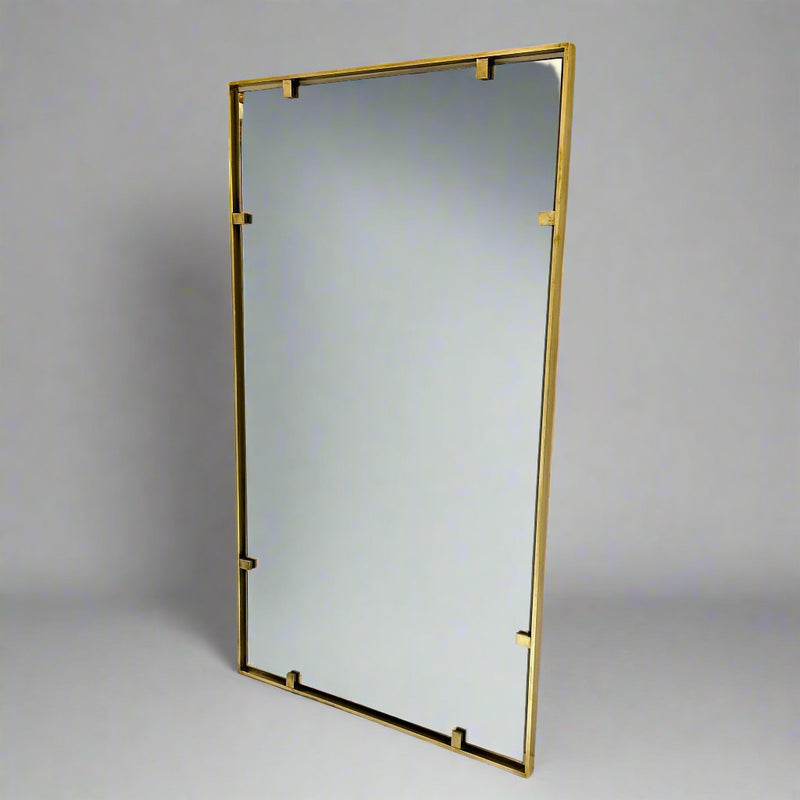 Italian Modernist Brass Mirror , 1960&