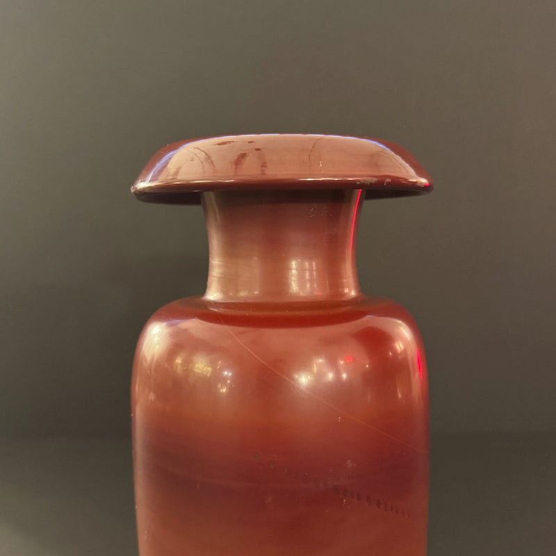 Opaque Pompeiian red glass vase, Italian 1960s