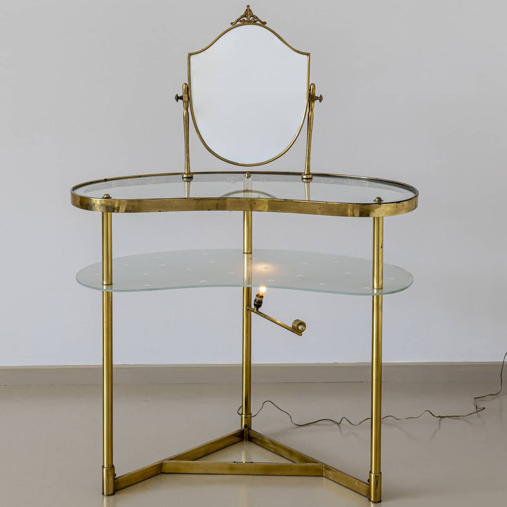Brass Vanity Table, marked “Modello Depositato”, Italy circa 1950s