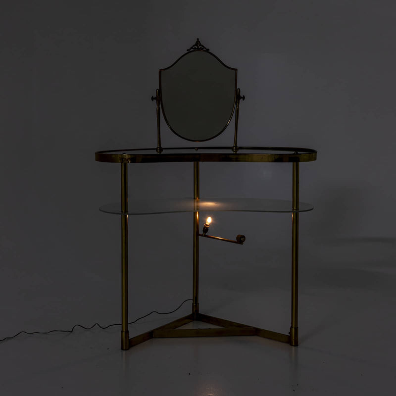 Brass Vanity Table, marked “Modello Depositato”, Italy circa 1950s