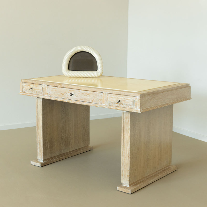 Desk in limed Oak, France, Mid-20th Century