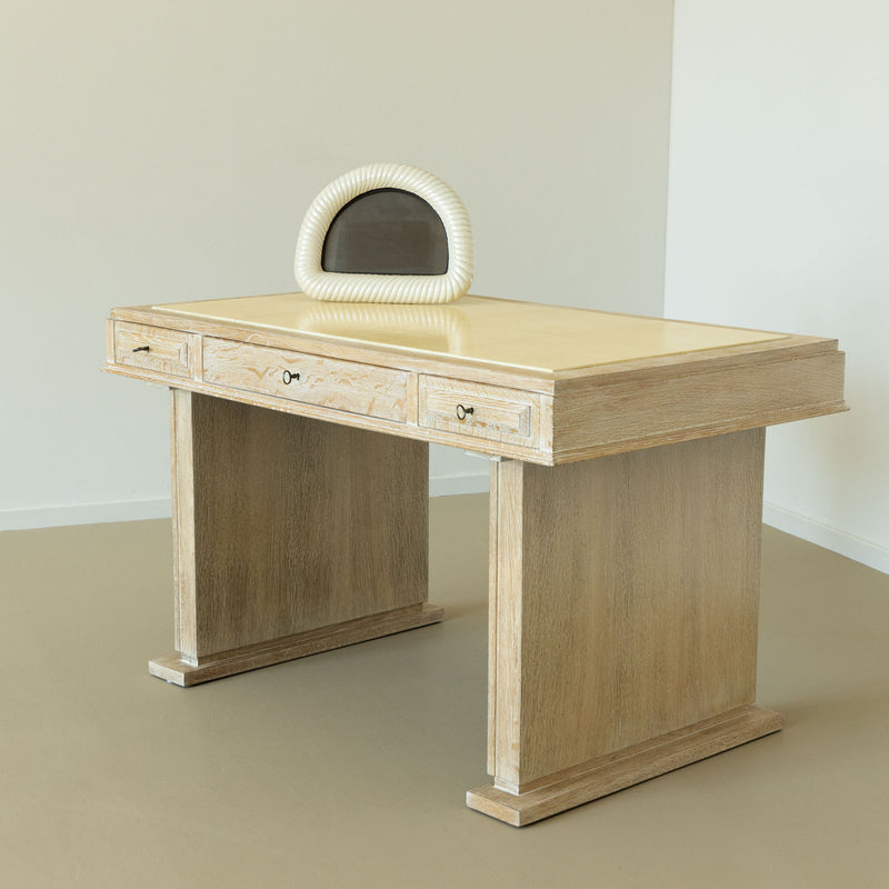 Desk in limed Oak, France, Mid-20th Century