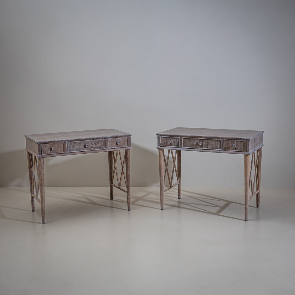 Pair of Desks in Limed Oak, Mid-20th Century