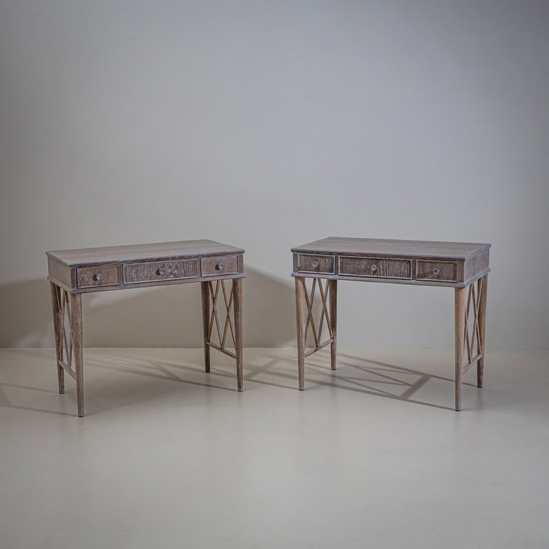Pair of Desks in Limed Oak, Mid-20th Century