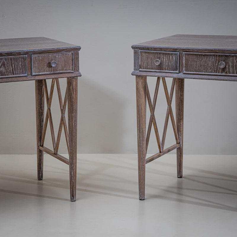 Pair of Desks in Limed Oak, Mid-20th Century