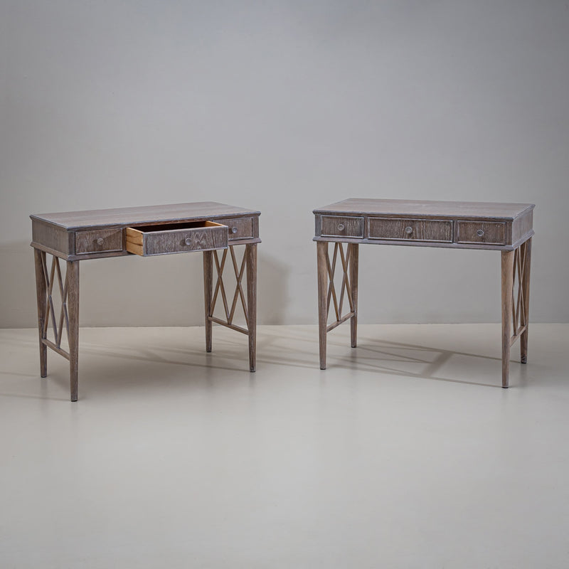 Pair of Desks in Limed Oak, Mid-20th Century