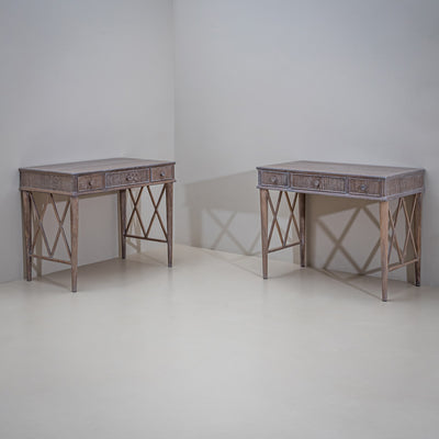 Pair of Desks in Limed Oak, Mid-20th Century