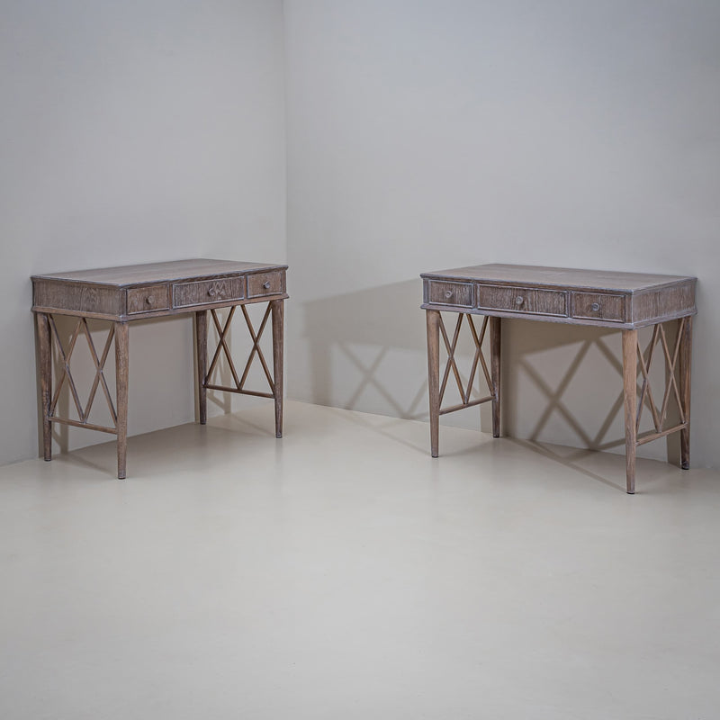 Pair of Desks in Limed Oak, Mid-20th Century
