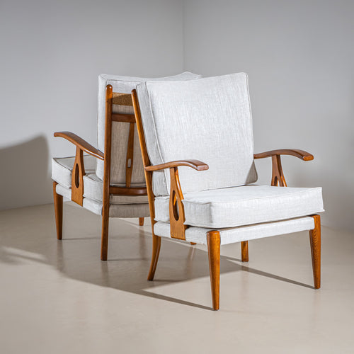 Seating Group with curved Armrests, in the style of Paolo Buffa, Italy, Mid-20th Century