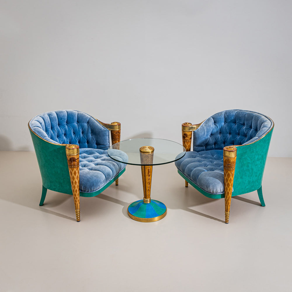 Armchairs with Coffee Table “La nuova Tradizione” by Carlo Rampazzi for Colombostile, Italy, circa 2000