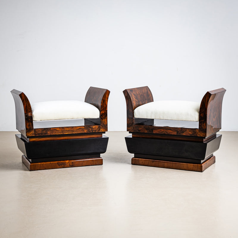 Pair of Sculptural Art Deco Stools, circa 1920