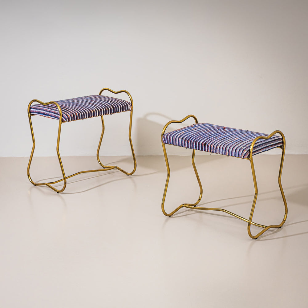 Pair of Brass Stools, Italy 1950s