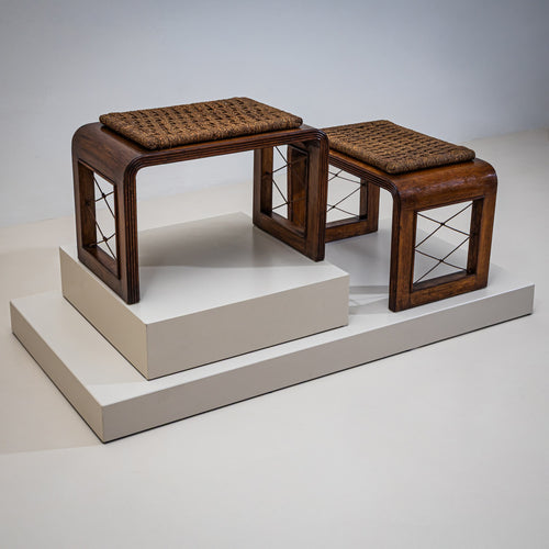 Pair of Art Deco Stools, attributed to Osvaldo Borsani, Italy, 1940s