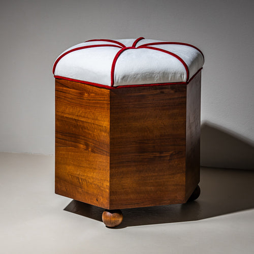 Pair of Hexagonal Art Deco Stools, 1st Half 20th Century