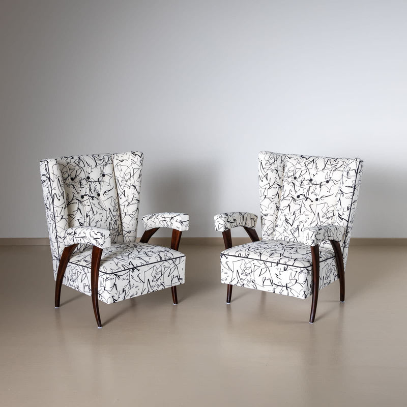 Pair of Italian Armchairs, attributed to Paolo Buffa, Mid-20th Century