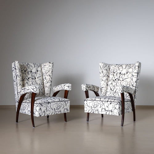 Pair of Italian Armchairs, attributed to Paolo Buffa, Mid-20th Century