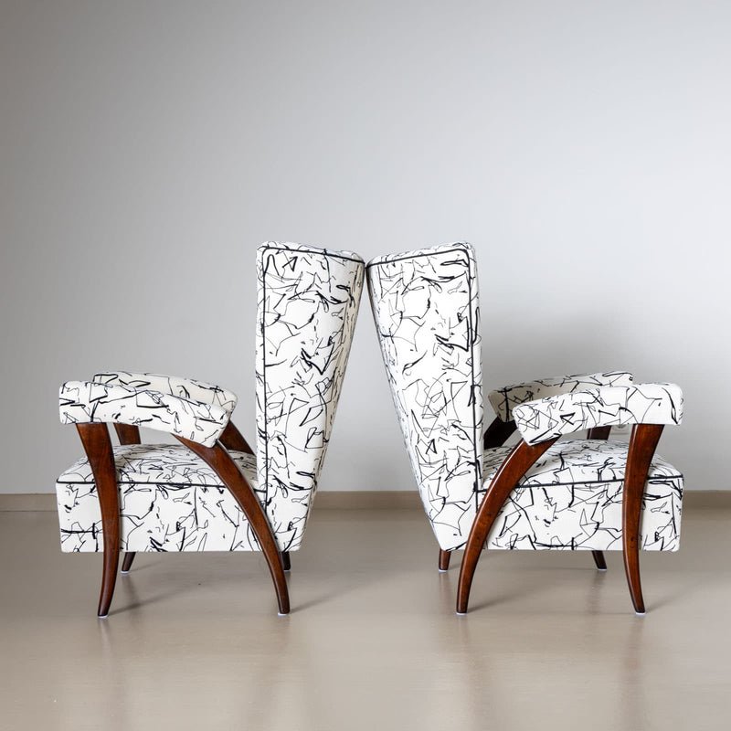 Pair of Italian Armchairs, attributed to Paolo Buffa, Mid-20th Century