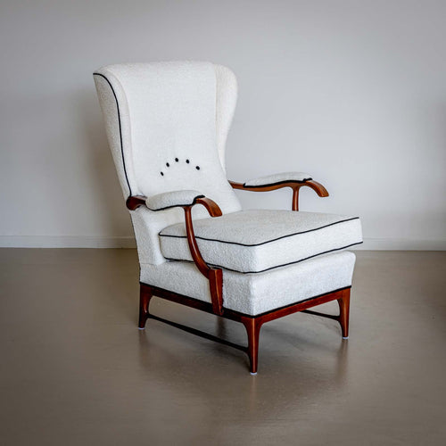Pair of Wingback Armchairs, attr. to Paolo Buffa, Italy 1950s
