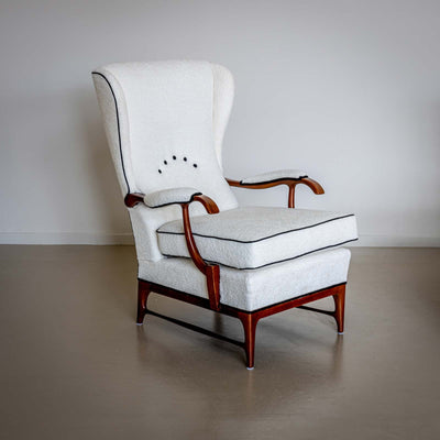 Pair of Wingback Armchairs, attr. to Paolo Buffa, Italy 1950s