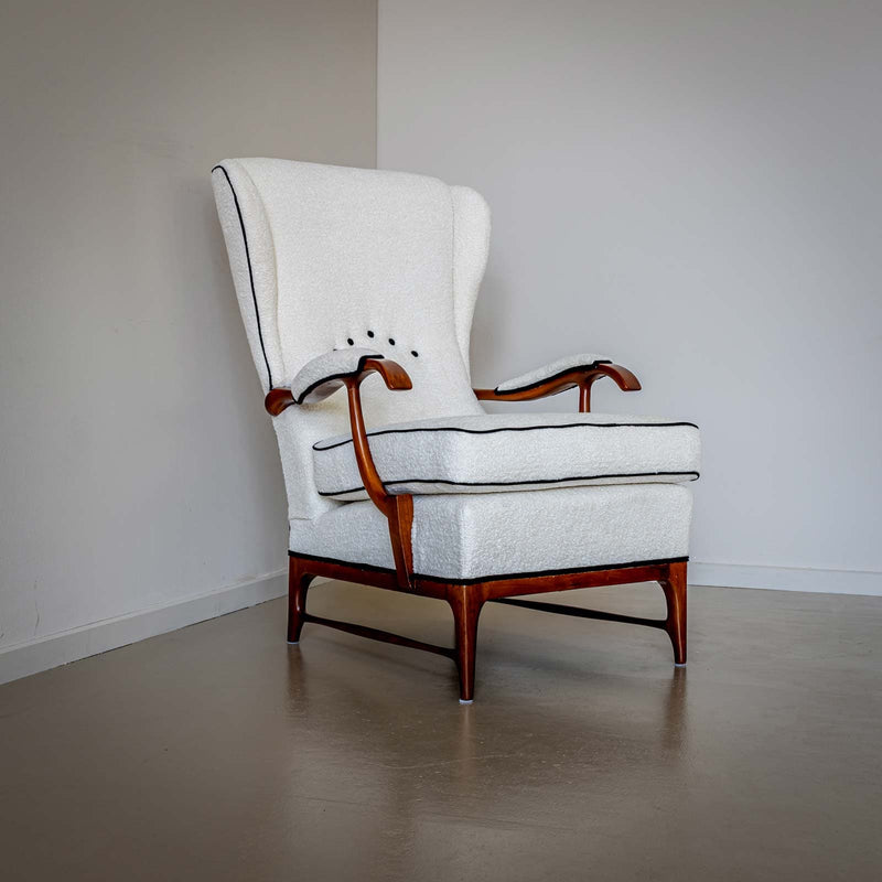 Pair of Wingback Armchairs, attr. to Paolo Buffa, Italy 1950s