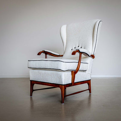 Pair of Wingback Armchairs, attr. to Paolo Buffa, Italy 1950s