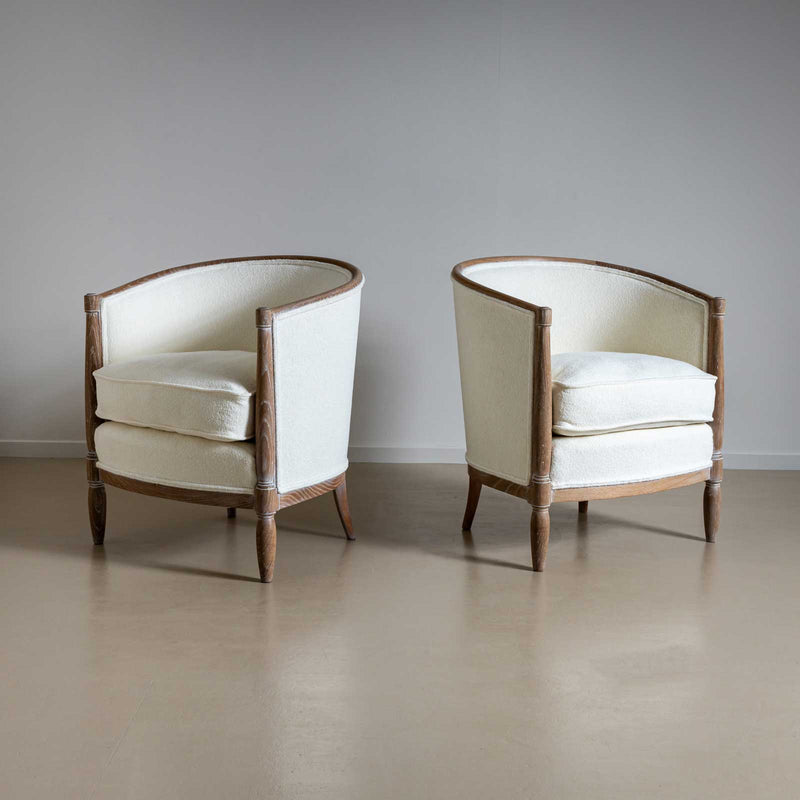 Art Deco Lounge Chairs in limed Oak, France, around 1920