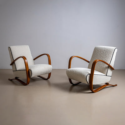 Pair of H-269 Lounge Chairs by Jindřich Halabala, Czech Republic, 1930s