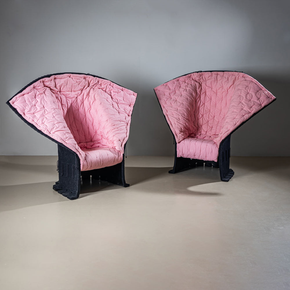 Two Sculptural Lounge Chairs, “I Feltri” by Gaetano Pesce, Italy, 1980s
