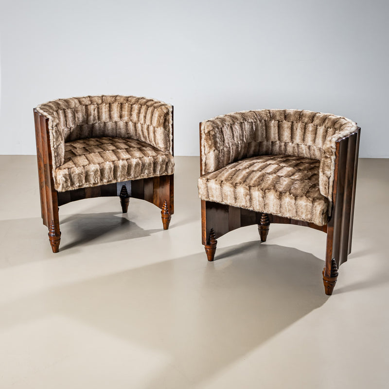 Pair of Art Deco Armchairs, attributed to Osvaldo Borsani, Italy, 1940s