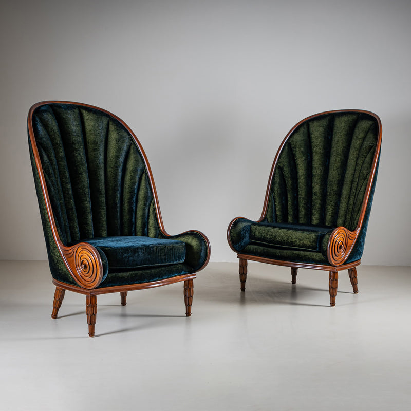 Pair of ‘Nautilus’ Armchairs by Paul Iribe for Annibale Colombo, Italy, 1980s