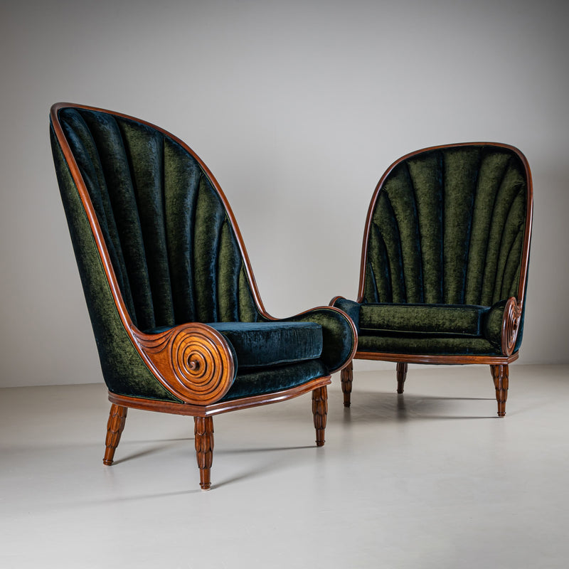 Pair of ‘Nautilus’ Armchairs by Paul Iribe for Annibale Colombo, Italy, 1980s