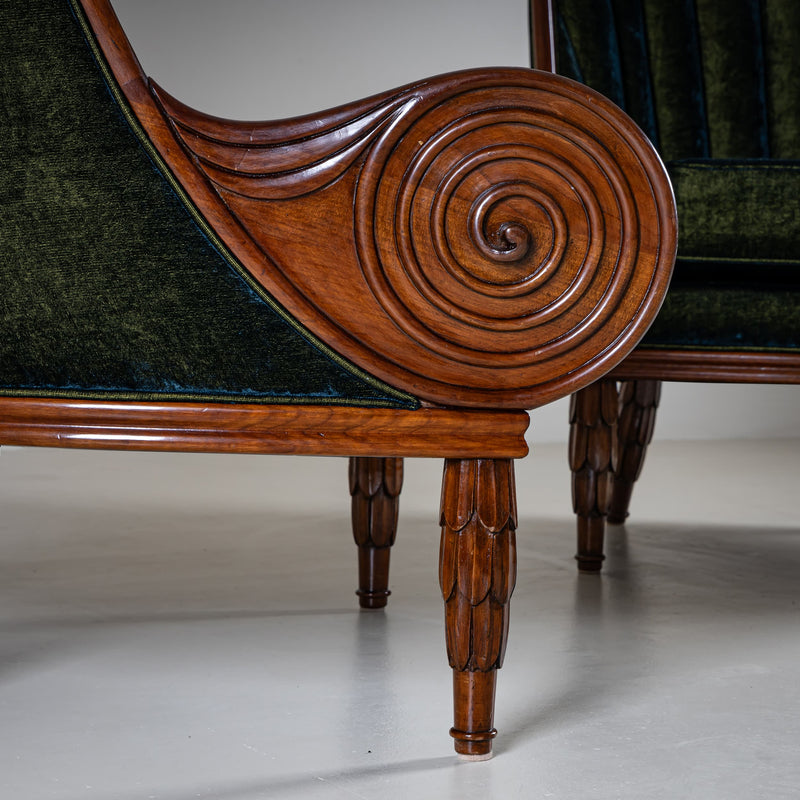 Pair of ‘Nautilus’ Armchairs by Paul Iribe for Annibale Colombo, Italy, 1980s