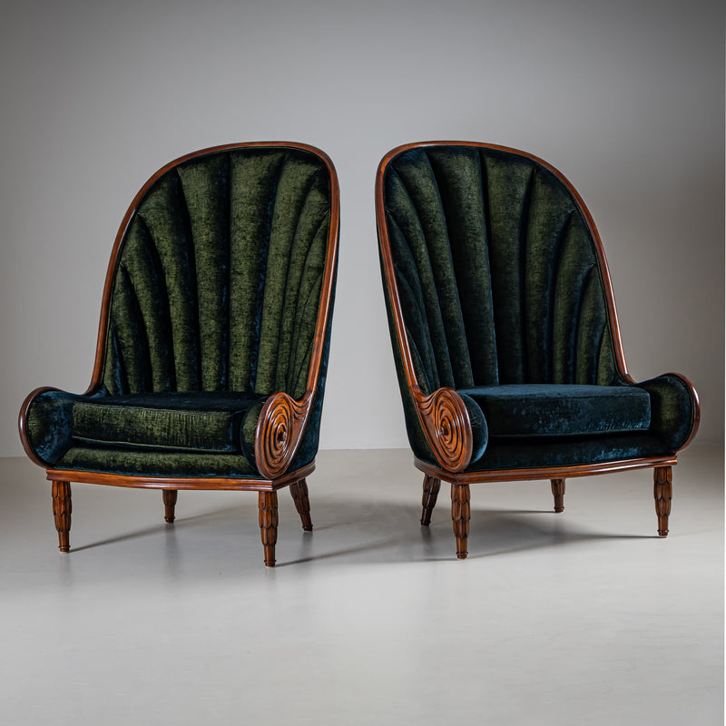 Pair of ‘Nautilus’ Armchairs by Paul Iribe for Annibale Colombo, Italy, 1980s