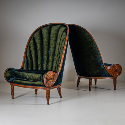 Pair of ‘Nautilus’ Armchairs by Paul Iribe for Annibale Colombo, Italy, 1980s