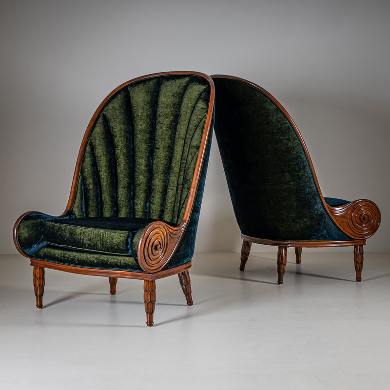 Pair of ‘Nautilus’ Armchairs by Paul Iribe for Annibale Colombo, Italy, 1980s