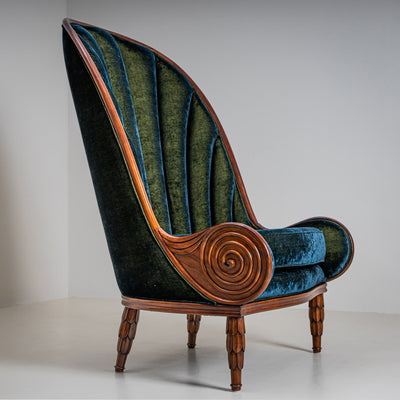 Pair of ‘Nautilus’ Armchairs by Paul Iribe for Annibale Colombo, Italy, 1980s