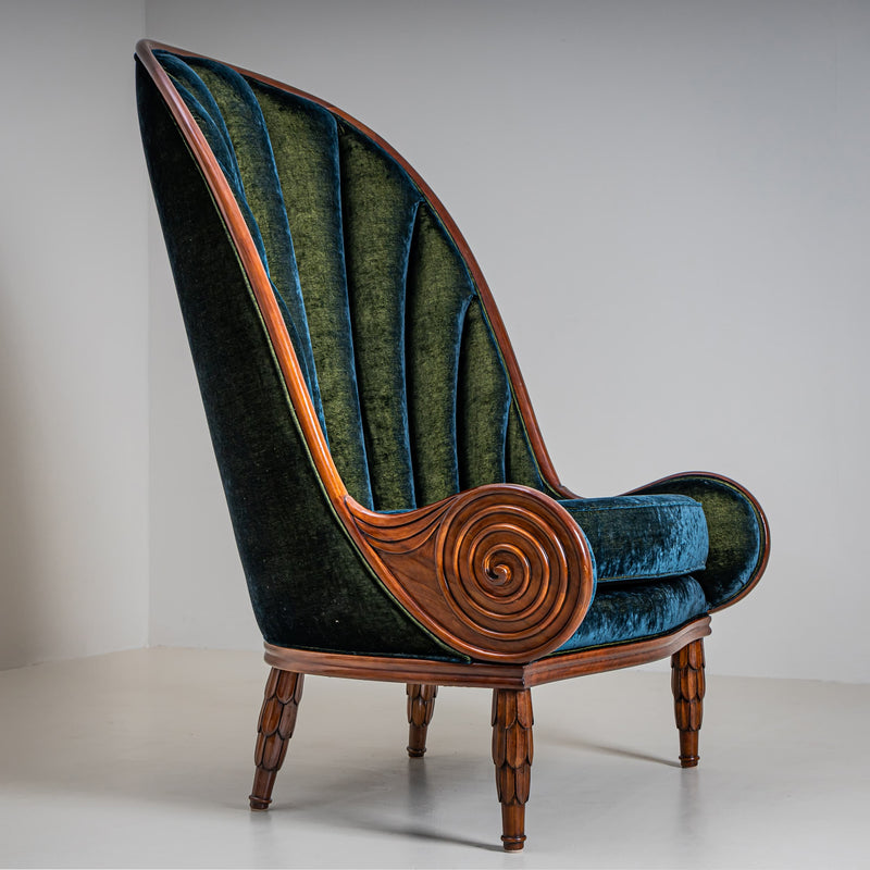 Pair of ‘Nautilus’ Armchairs by Paul Iribe for Annibale Colombo, Italy, 1980s