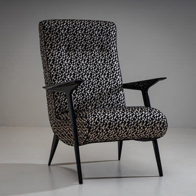 Lounge Chairs with Geometric Upholstery, Italy, Mid-20th Century