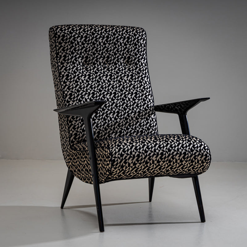 Lounge Chairs with Geometric Upholstery, Italy, Mid-20th Century