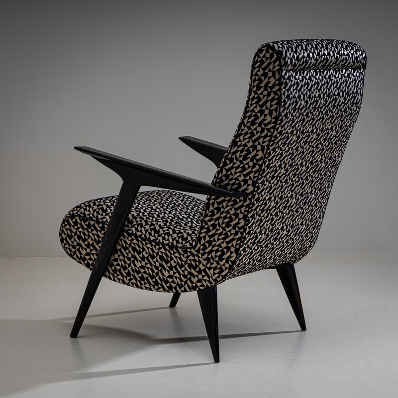Lounge Chairs with Geometric Upholstery, Italy, Mid-20th Century