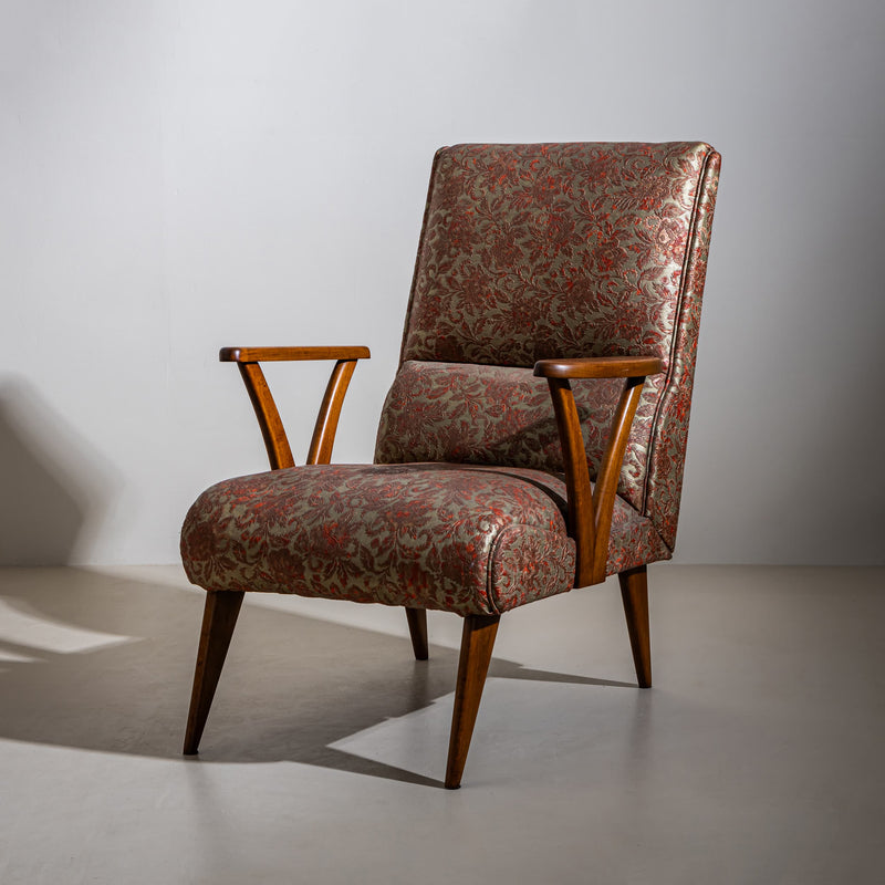 Pair of Lounge Chairs with Faux Leather Upholstery, Italy, 1950s