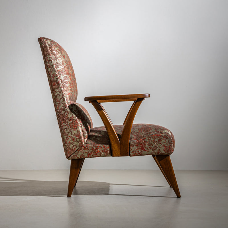 Pair of Lounge Chairs with Faux Leather Upholstery, Italy, 1950s