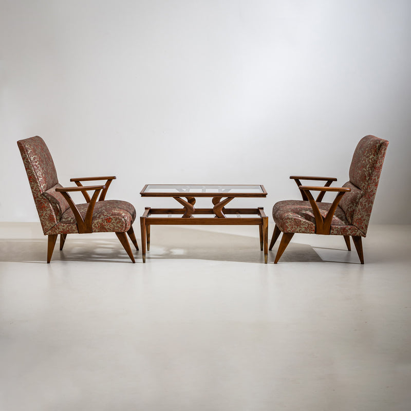 Pair of Lounge Chairs with Faux Leather Upholstery, Italy, 1950s