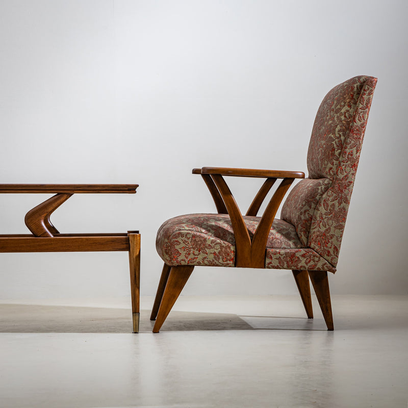 Pair of Lounge Chairs with Faux Leather Upholstery, Italy, 1950s