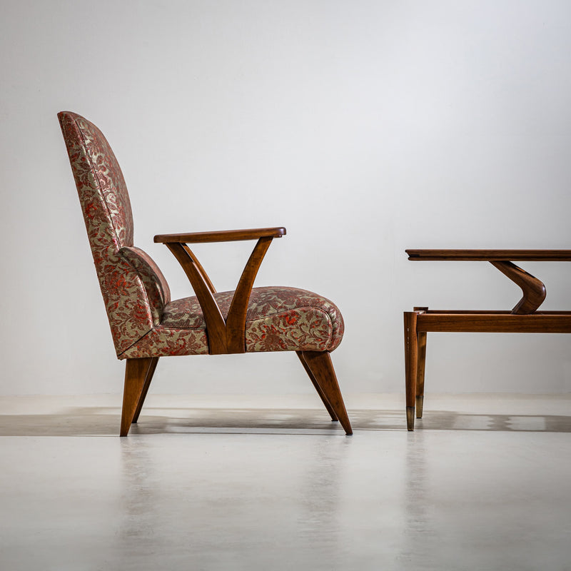 Pair of Lounge Chairs with Faux Leather Upholstery, Italy, 1950s
