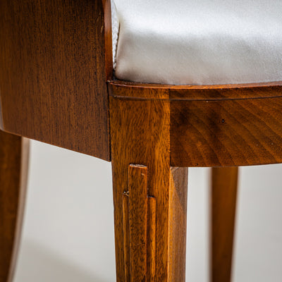 Art Deco Armchair and Stool with Fan-Shaped Silhouette, France, circa 1920