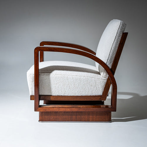 Pair of Art Deco Walnut Armchairs, 1920s