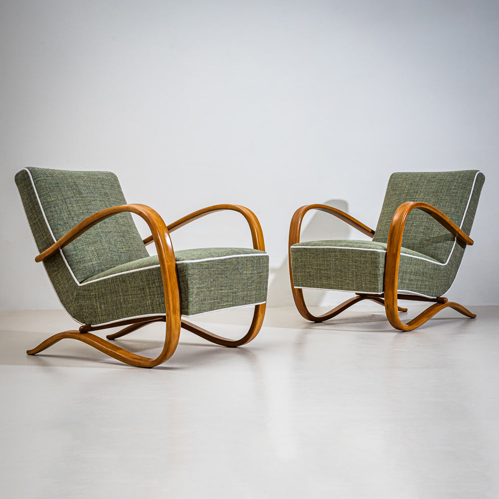 Pair of H-269 Lounge Chairs by Jindřich Halabala, Czechia, 1930s